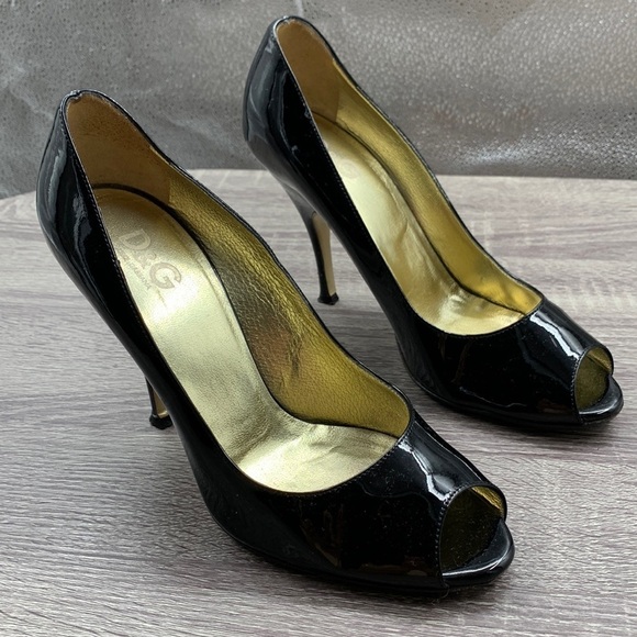Dolce & Gabbana EU 39.5 Patent Leather Open Toe High Heel Slip On Shoes. - Picture 1 of 10